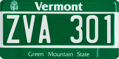 VT license plate ZVA301