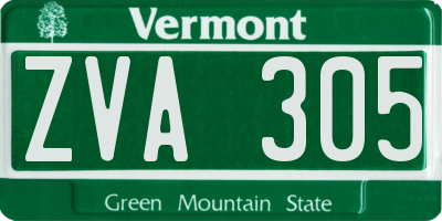 VT license plate ZVA305