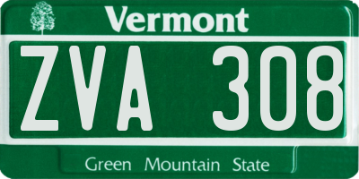 VT license plate ZVA308