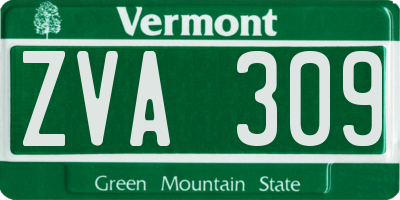 VT license plate ZVA309