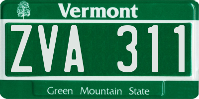 VT license plate ZVA311