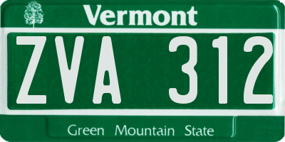 VT license plate ZVA312