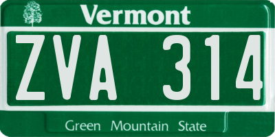 VT license plate ZVA314