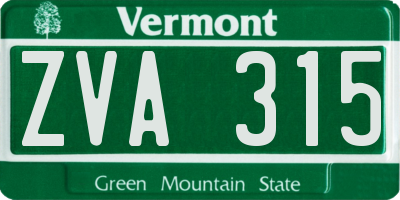 VT license plate ZVA315