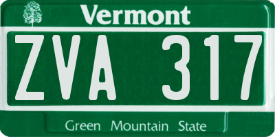 VT license plate ZVA317
