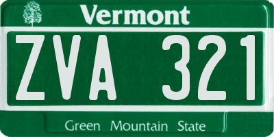 VT license plate ZVA321