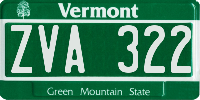 VT license plate ZVA322