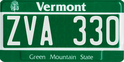 VT license plate ZVA330
