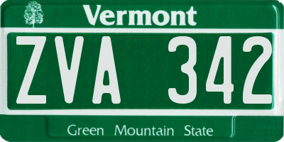 VT license plate ZVA342