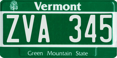 VT license plate ZVA345