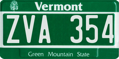 VT license plate ZVA354