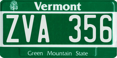 VT license plate ZVA356