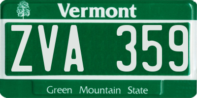 VT license plate ZVA359