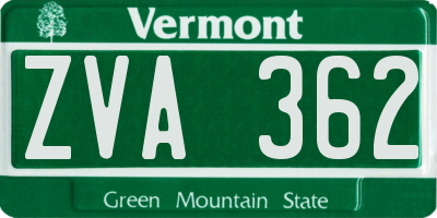 VT license plate ZVA362