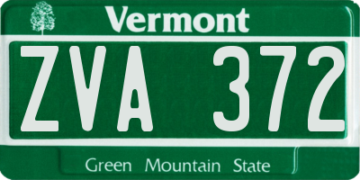 VT license plate ZVA372