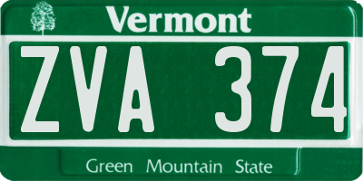 VT license plate ZVA374