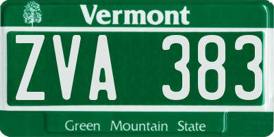 VT license plate ZVA383