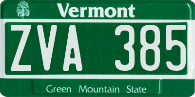 VT license plate ZVA385