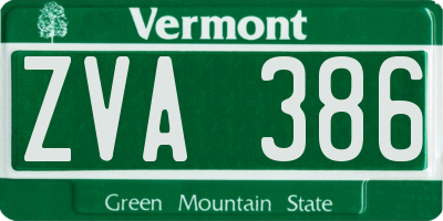 VT license plate ZVA386