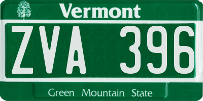 VT license plate ZVA396