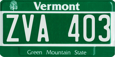 VT license plate ZVA403