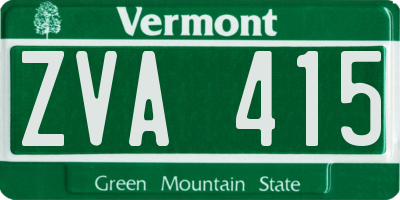 VT license plate ZVA415