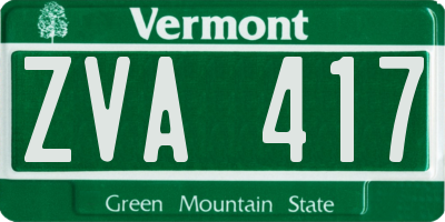 VT license plate ZVA417