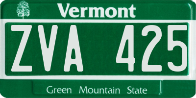 VT license plate ZVA425