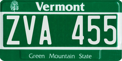 VT license plate ZVA455