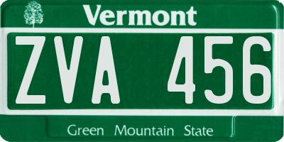 VT license plate ZVA456