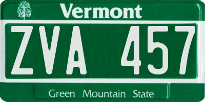 VT license plate ZVA457