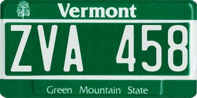 VT license plate ZVA458