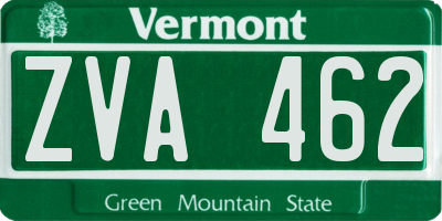 VT license plate ZVA462