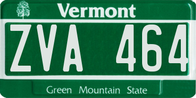 VT license plate ZVA464