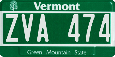 VT license plate ZVA474