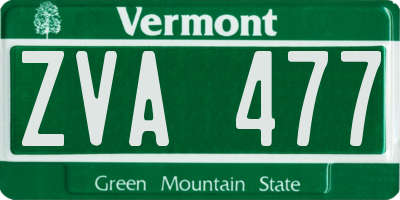 VT license plate ZVA477
