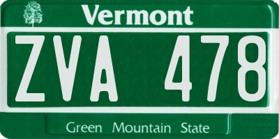 VT license plate ZVA478