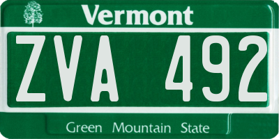 VT license plate ZVA492