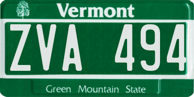 VT license plate ZVA494