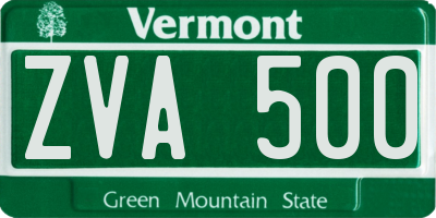 VT license plate ZVA500