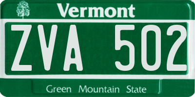 VT license plate ZVA502
