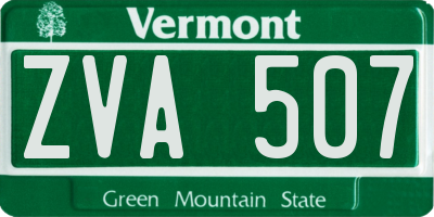 VT license plate ZVA507