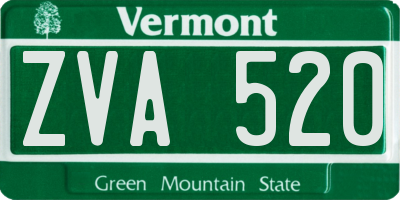 VT license plate ZVA520