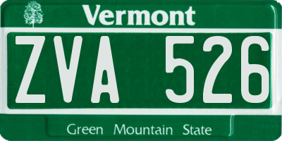 VT license plate ZVA526