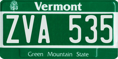 VT license plate ZVA535