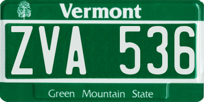 VT license plate ZVA536