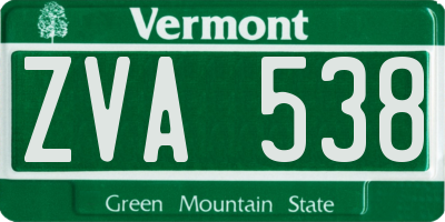 VT license plate ZVA538