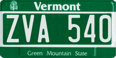 VT license plate ZVA540