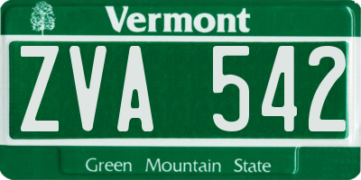 VT license plate ZVA542