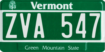 VT license plate ZVA547
